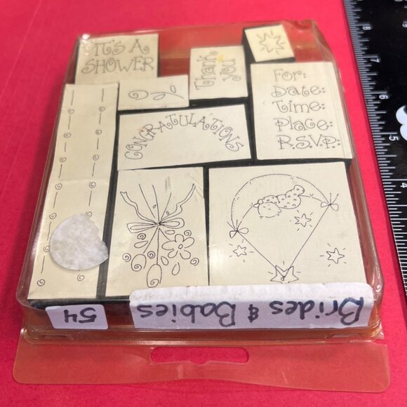 VINTAGE 9 Pc Foam Mounted Rubber Stamp set Brides and Babies 1994 By Stampin Up - Picture 3 of 6